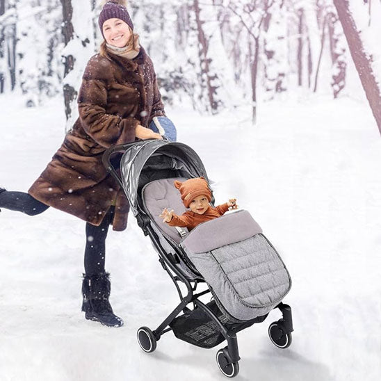 chancelière poussette gris hiver heureux