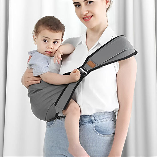 porte bebe gris maman sourire