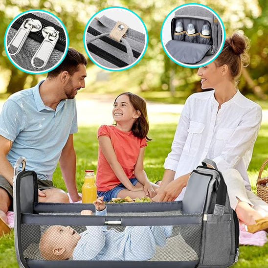 sac a langer famille papa fille maman bebe allonger ouverture