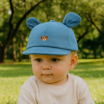 Casquette bebe bleu ours
