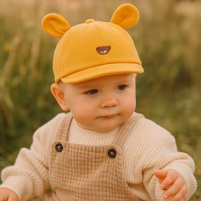 Casquette bebe jaune ours