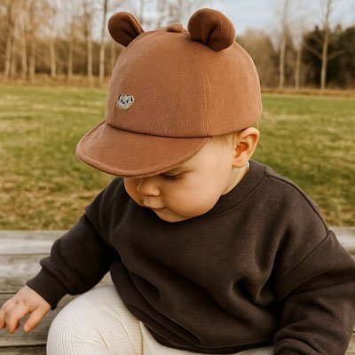 Casquette bebe marron ours