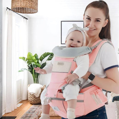 porte bébé physiologique rose sourire