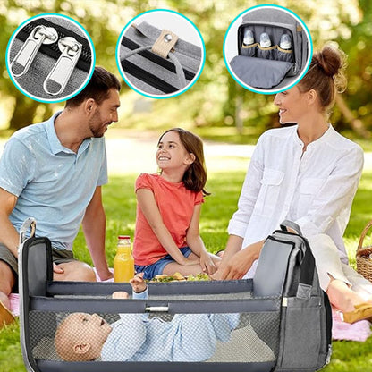 sac a langer famille papa fille maman bebe allonger ouverture