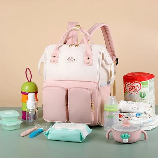 Sac a langer rose blanc affaires bebe