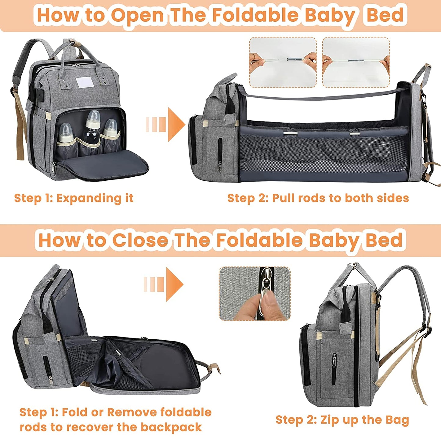 Sac à langer portatif | Berceau de voyage BabyNappy™ - WorldMomsBabies